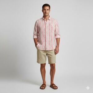 Tommy Bahama Mens Linen Blend Stripe Long Sleeve Button Down Shirt XXL